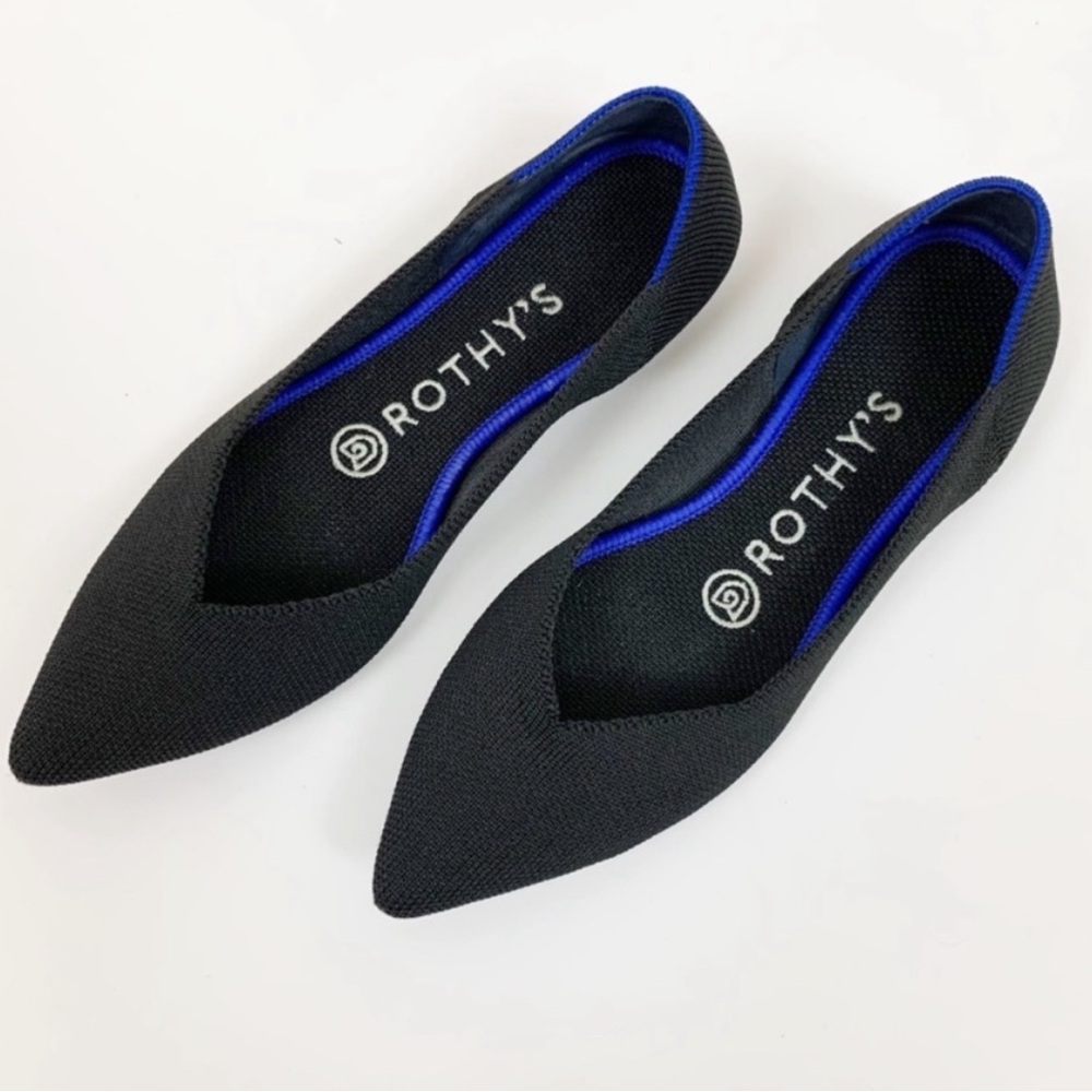 Rothy's Pointed Flats The Point in Black, SIZE 9 1/2 US